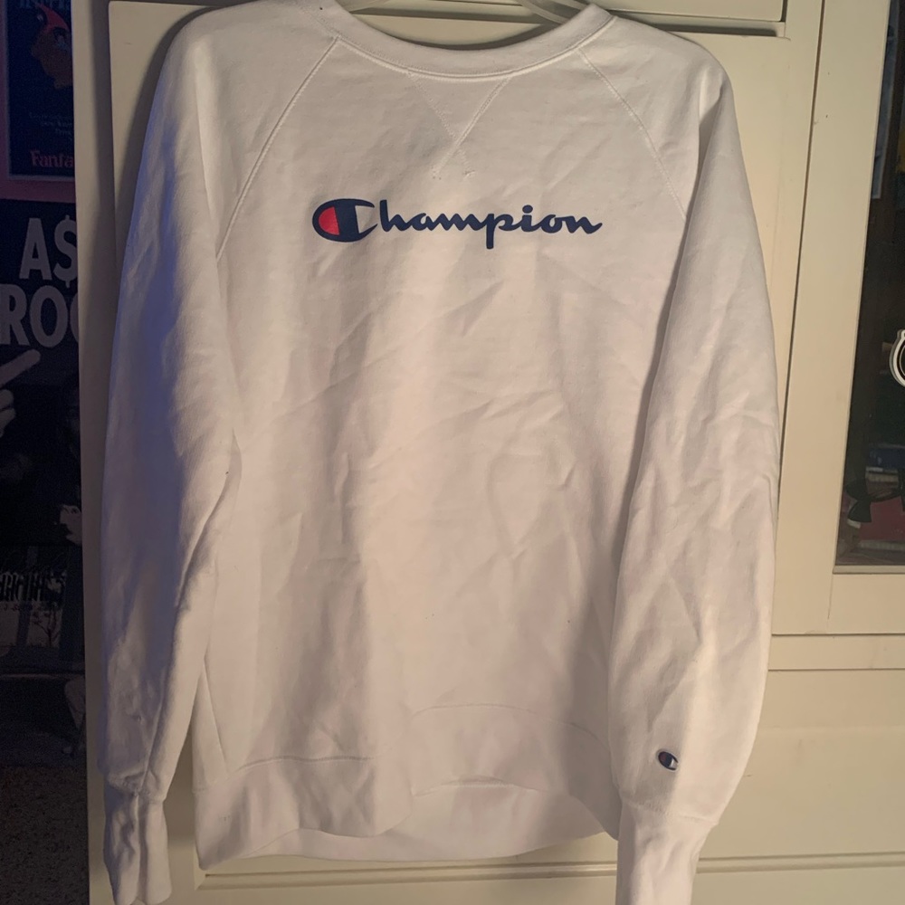 White Champion Crewneck (medium). From a non-smoking home!